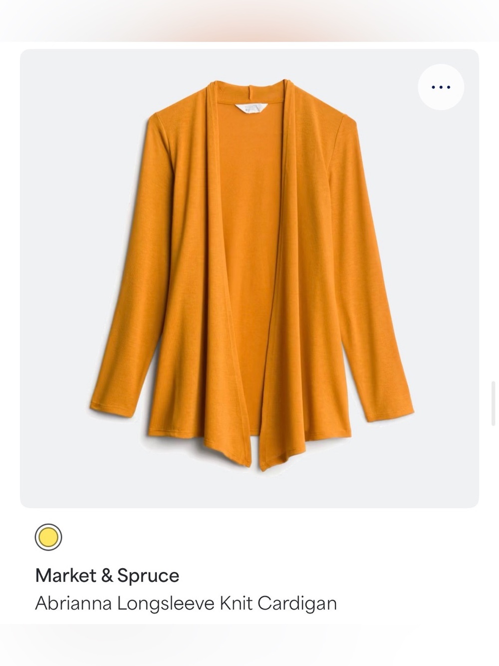 Market and Spruce Abrianna Knit Cardigan Open Front Cardigan Sweater - Mustard